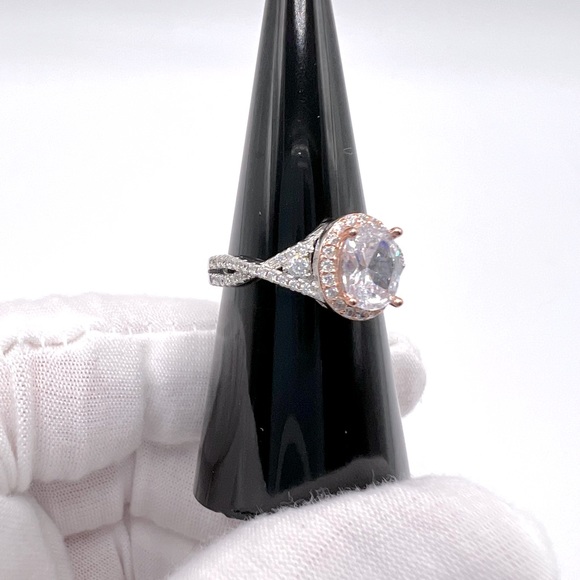 Sterling Silver Two Tone Cz Ring - Picture 6 of 17